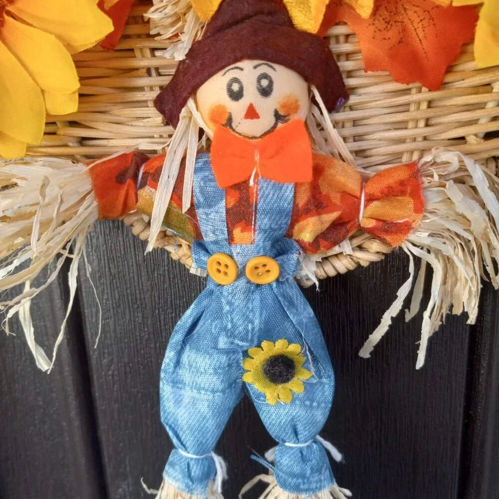 Sunflowers Fall Wreath BLESSED Sign Thanksgiving Pumpkin Wall Door Hanger Decor